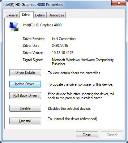 Intel Graphics 4000 Driver Windows 10